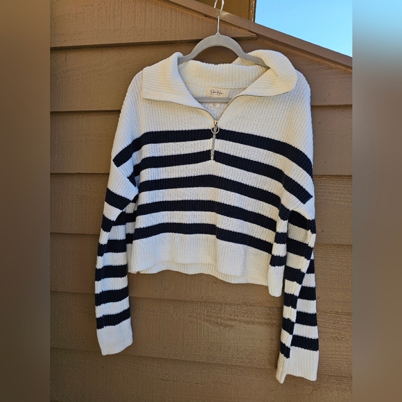 Striped Navy and White Jessica Simpson Sweater Sz L - Picture 1 of 3